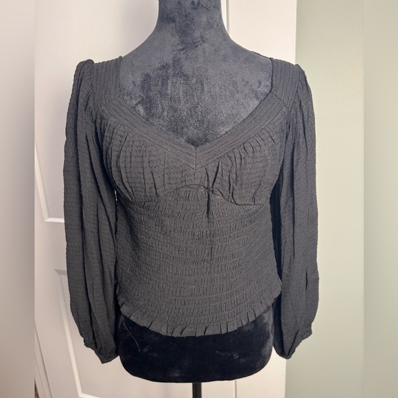 All saints tia top balloon sleeves black square neck NWT - Picture 2 of 9